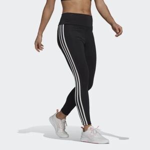 Adidas Women's D2m 3 Stripes High-Rise Long Tights, Size XL
